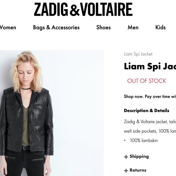 Zadig & Voltaire Liam Jacket XS Small - Black Button-up Leather Jacket Cropped - Picture 2 of 5